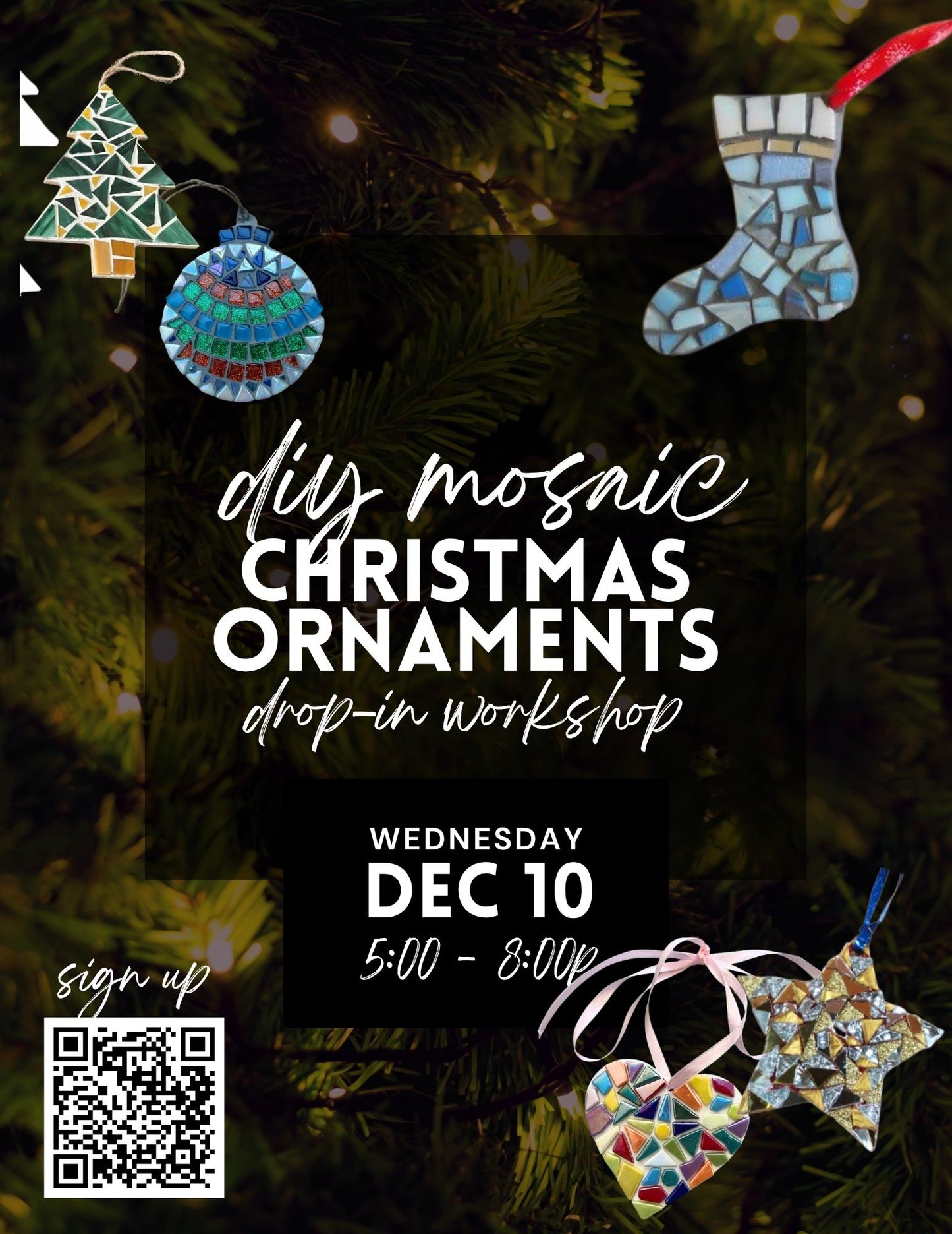 Mosaic Holiday Ornaments Drop-In Workshop - Dec 10