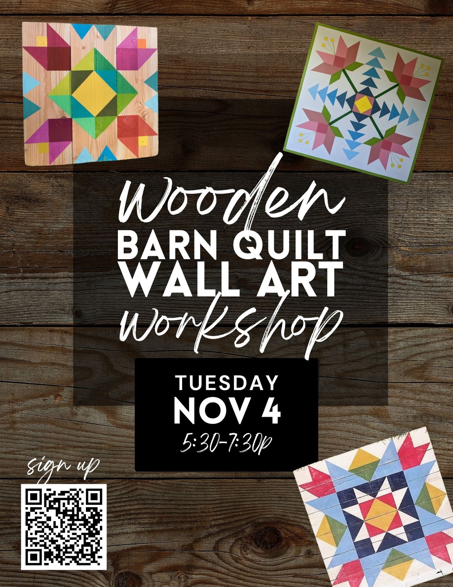 Wooden Barn Quilt Wall Art Workshop - Nov 4