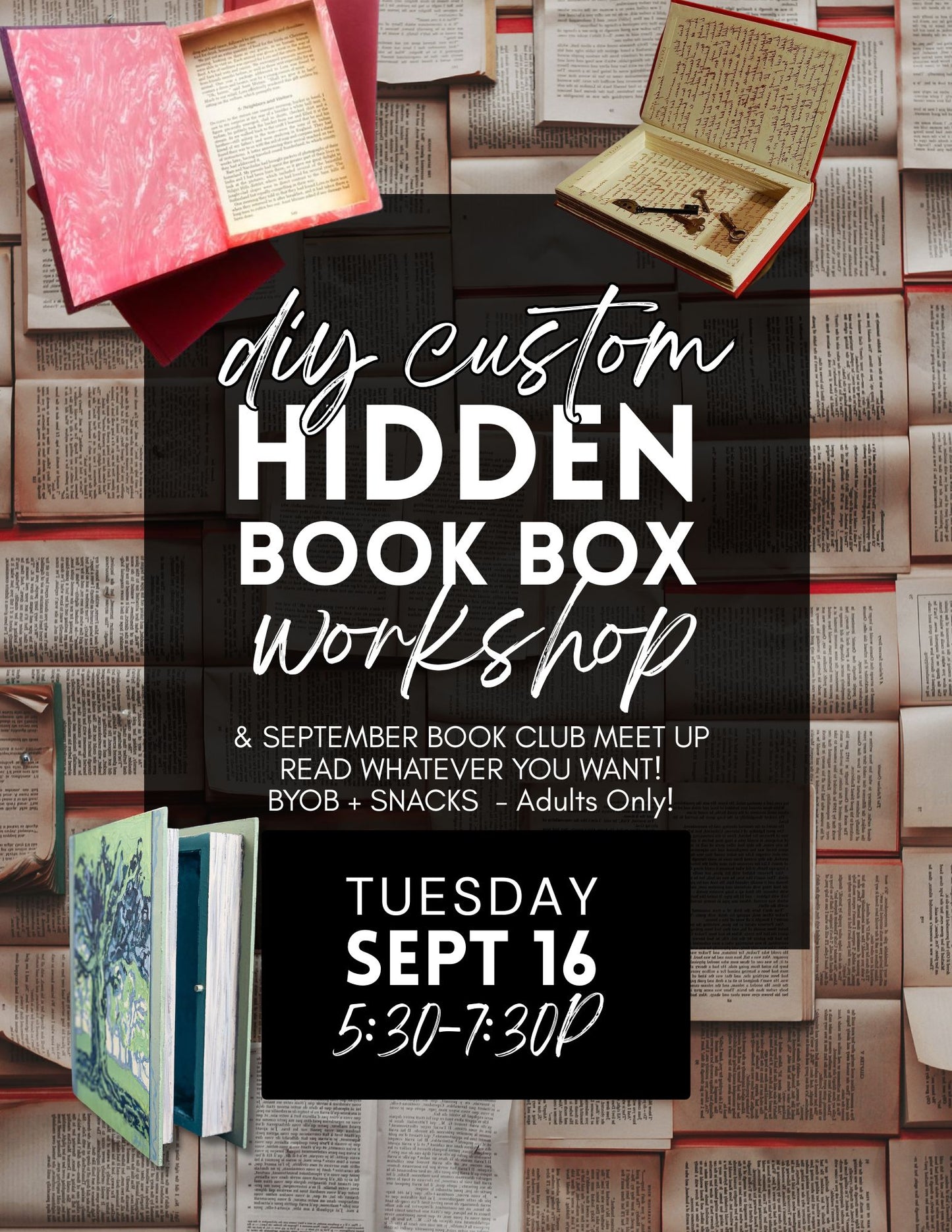 DIY Hidden Book Box - Monthly Bookish Club Meetup - Sept 16th