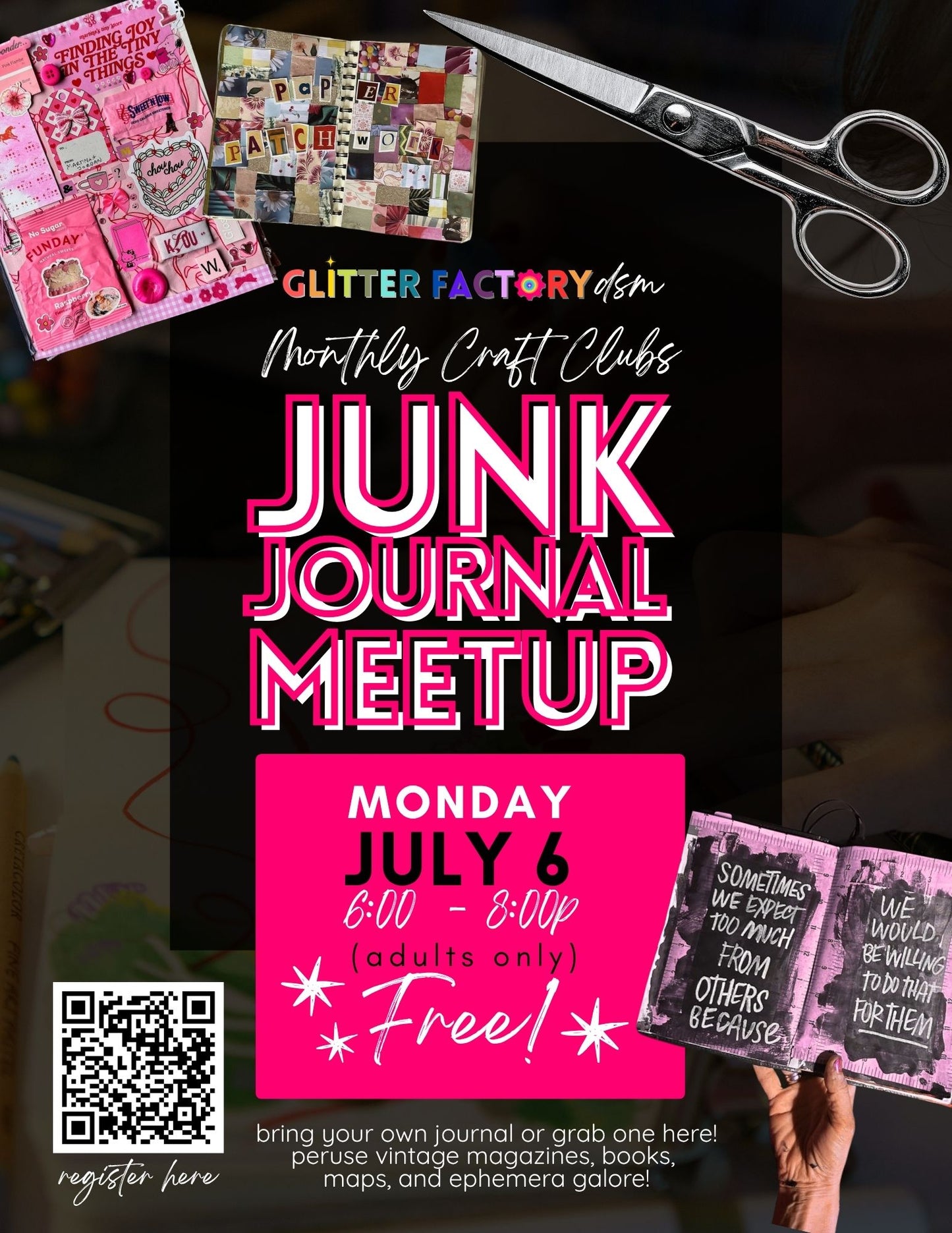 Junk Journal Meetup - Weekly Free Craft Club - June 6