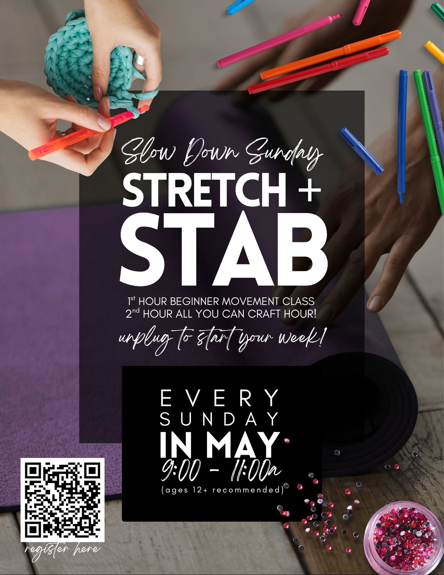 Stretch + Stab - Sunday Morning Movement Class + Cozy Crafting