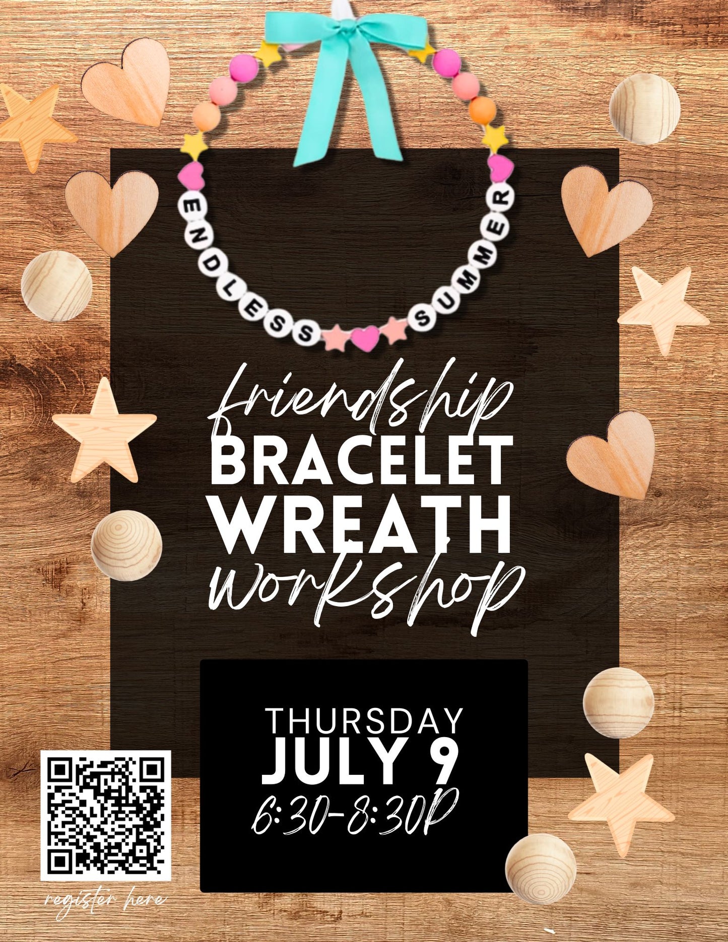 Wooden Friendship Bracelet Wreath Workshop - July 9