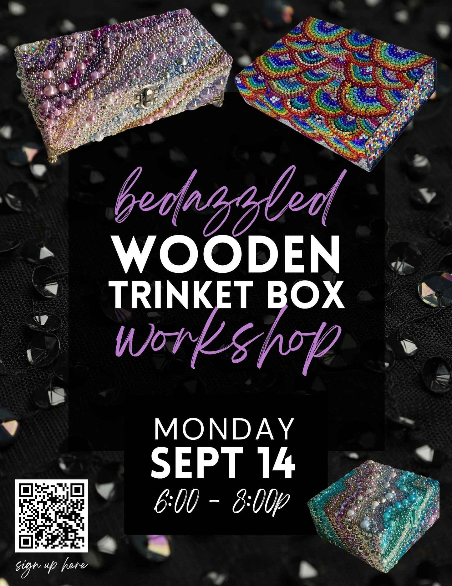 Rhinestoned Wooden Jewelry Box Workshop - Sept 14