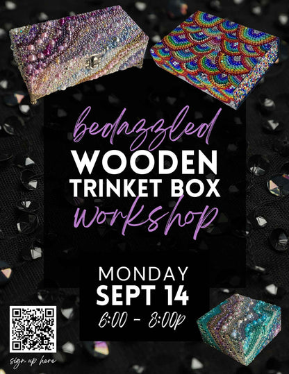 Rhinestoned Wooden Jewelry Box Workshop - Sept 14