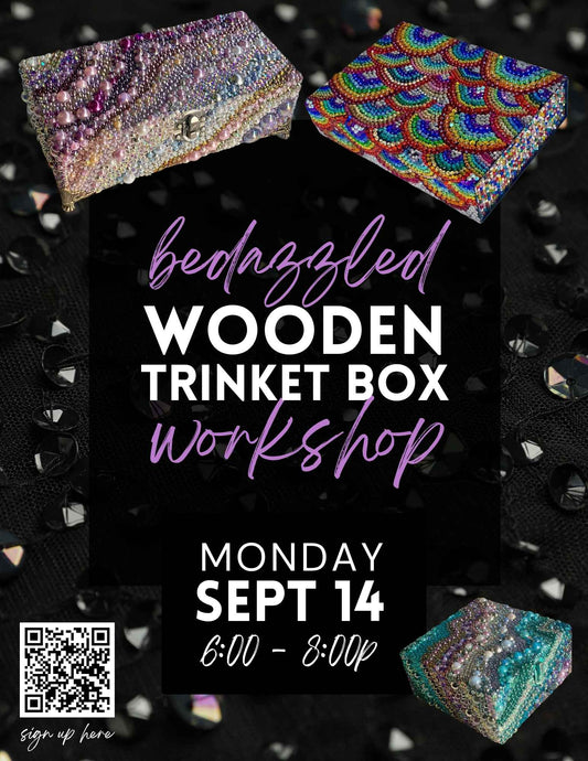 Rhinestoned Wooden Jewelry Box Workshop - Sept 14