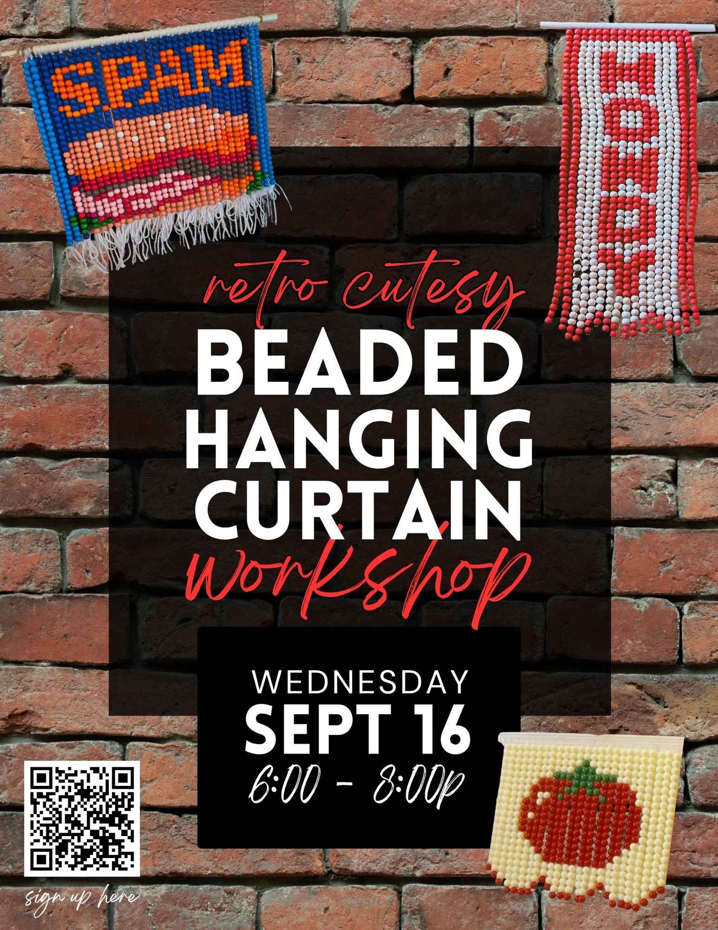 Retro Cutesy Bead Curtain Wall Hanging Workshop - Sept 16