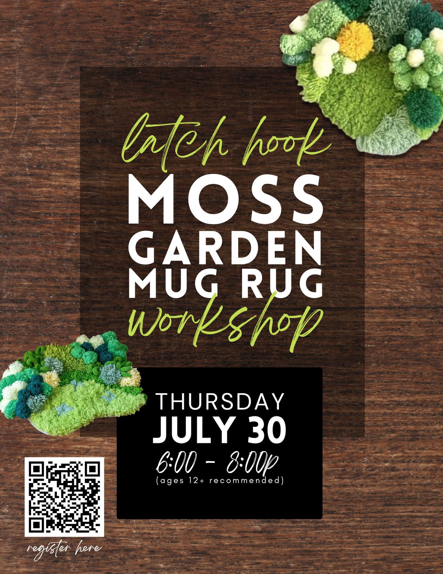 Hand-tufted Latch Hook Mossy Mug Rugs - July 30