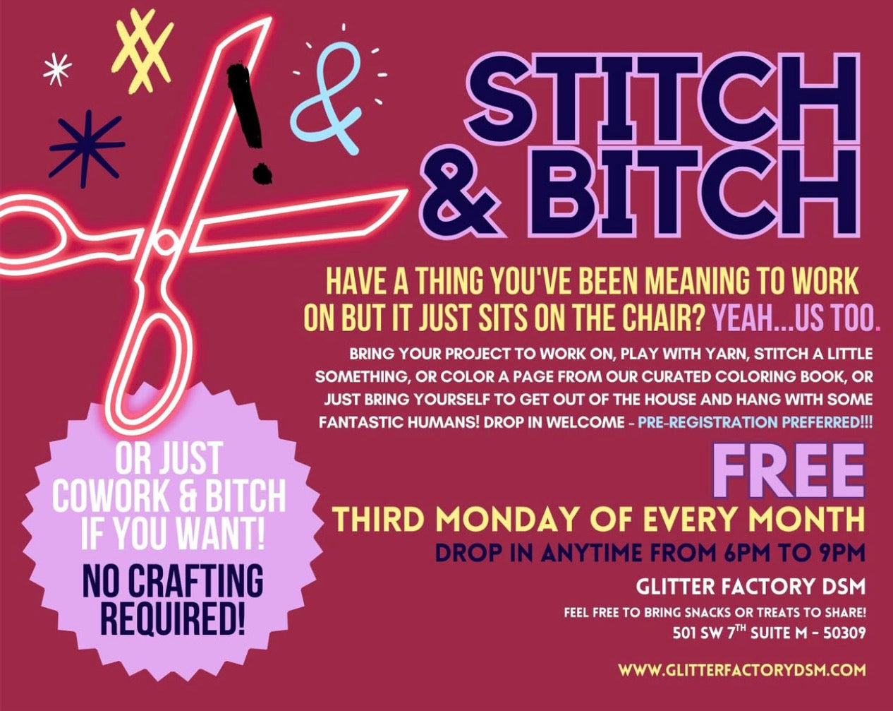 Stitch + Stab - FREE Monthly Craft Meetup - May 18
