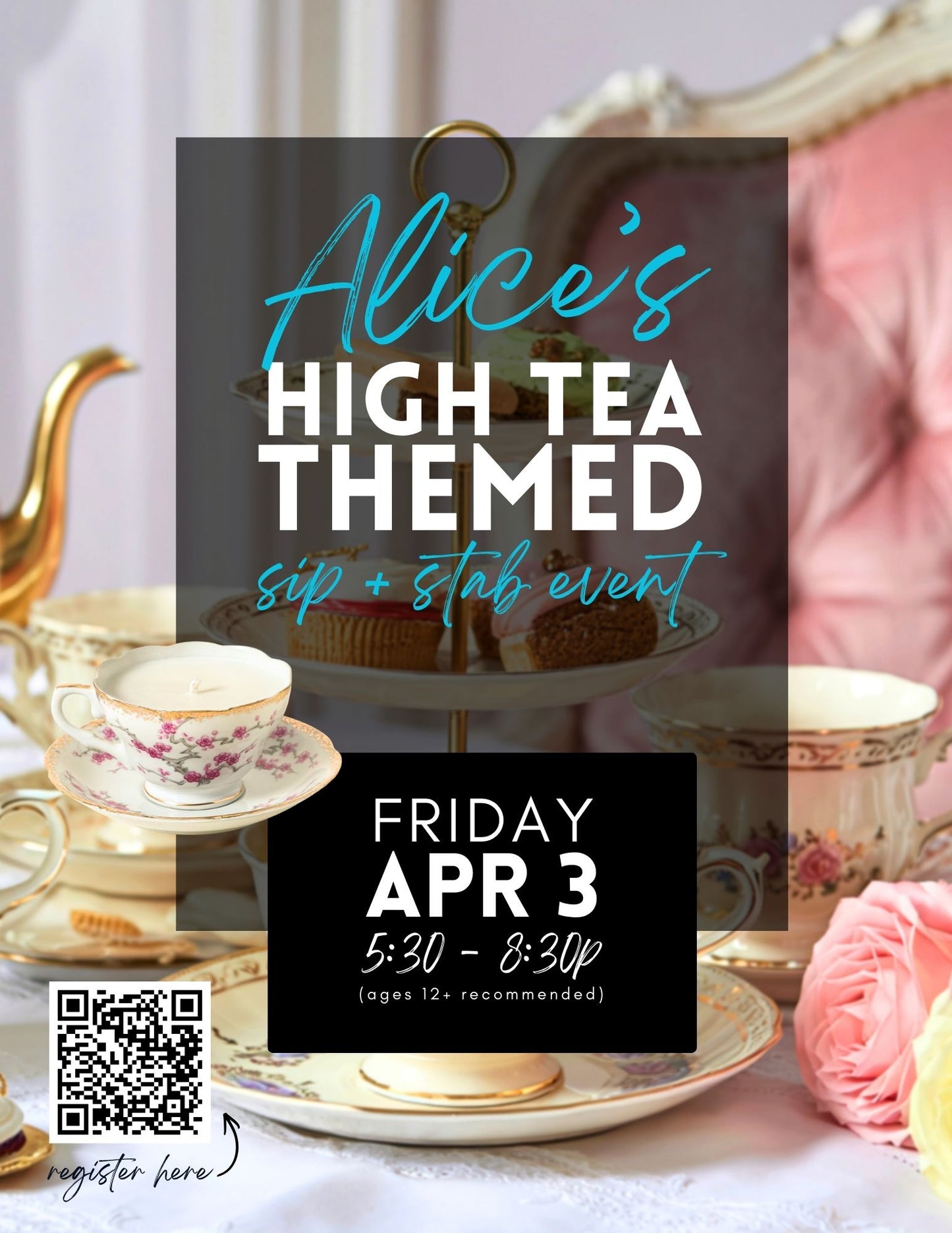 Alices High Tea Themed Sip + Stab Craft Night - April 3