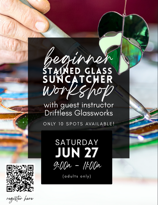 Stained Glass Monstera Suncatcher Workshop - June 27
